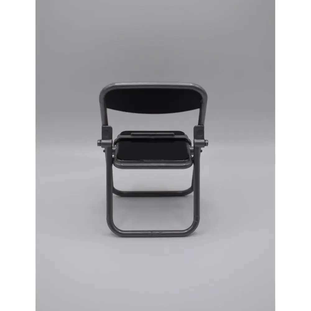 Mini Folding Chair Phone Stand, Black & Silver Novelty Holder